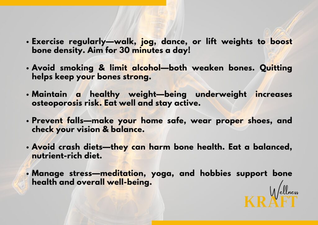 Changes in lifestyle that can help prevent osteoporosis