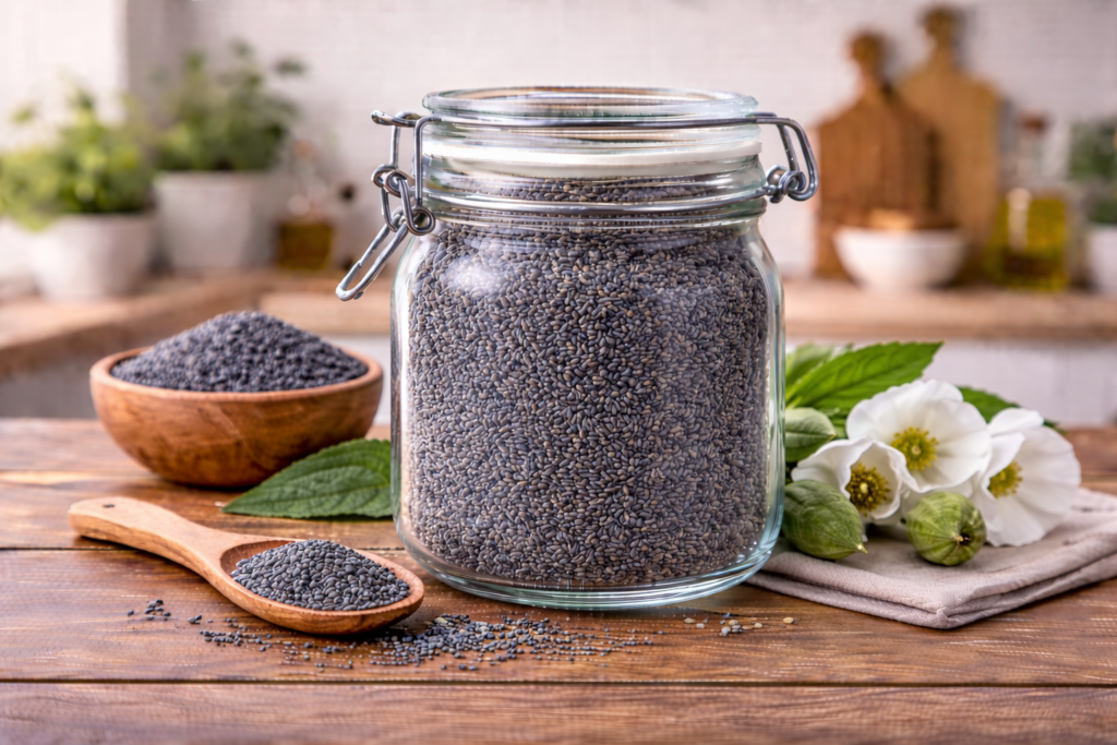 Nutritional value of poppy seeds / khus khus per 100g