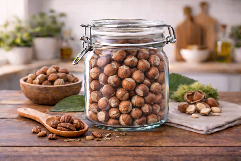 Nutritional value of hazelnuts per 100g